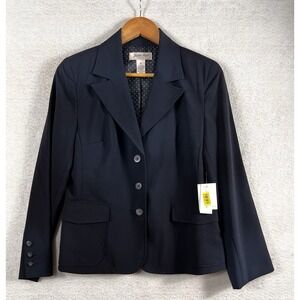 Judith Hart Petites Women's Blazer Jacket 10P Classic Navy 3-Button Stretch NWT